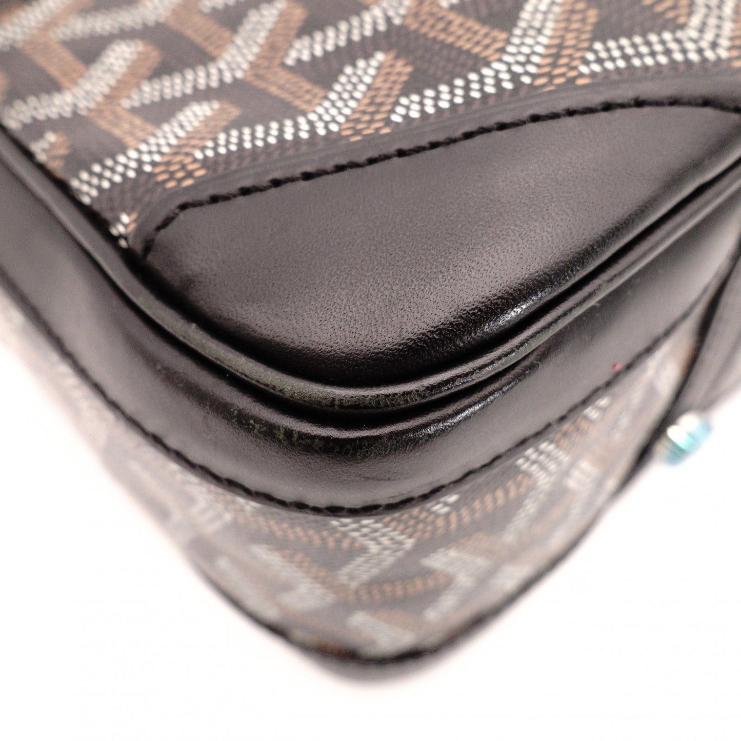 GOYARD Saint Martin Shoulder Bag, PVC and Leather, Black, Brown, and Yellow