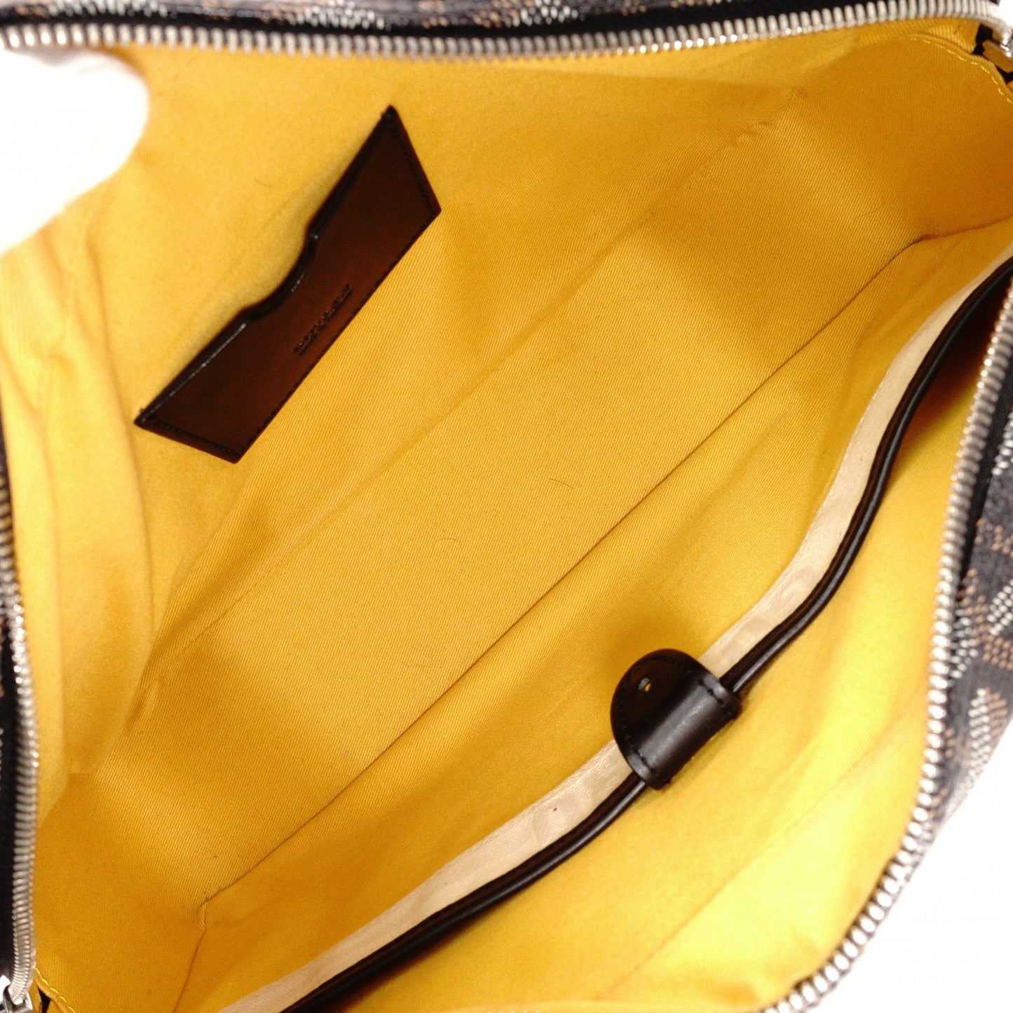 GOYARD Saint Martin Shoulder Bag, PVC and Leather, Black, Brown, and Yellow