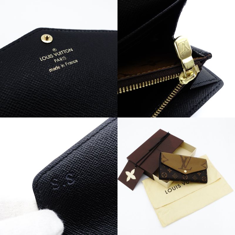 LOUIS VUITTON Monogram Giant Reverse Portefeuille Sara M80726 Brown PVC Leather 7-12-567