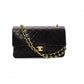 CHANEL Classic W-Flap Matelassé Shoulder Bag, Leather, Black, Gold Hardware