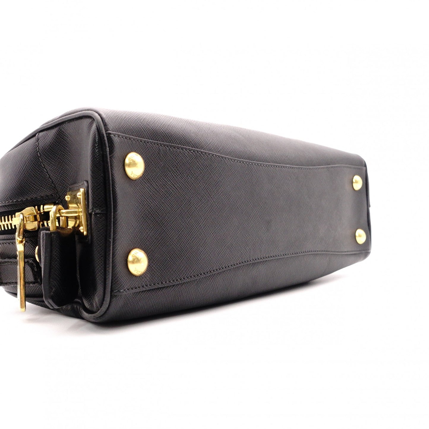 PRADA Saffiano Leather Shoulder Bag, Black and Pink, 2-Way