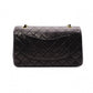CHANEL Classic W-Flap Matelassé Shoulder Bag, Leather, Black, Gold Hardware
