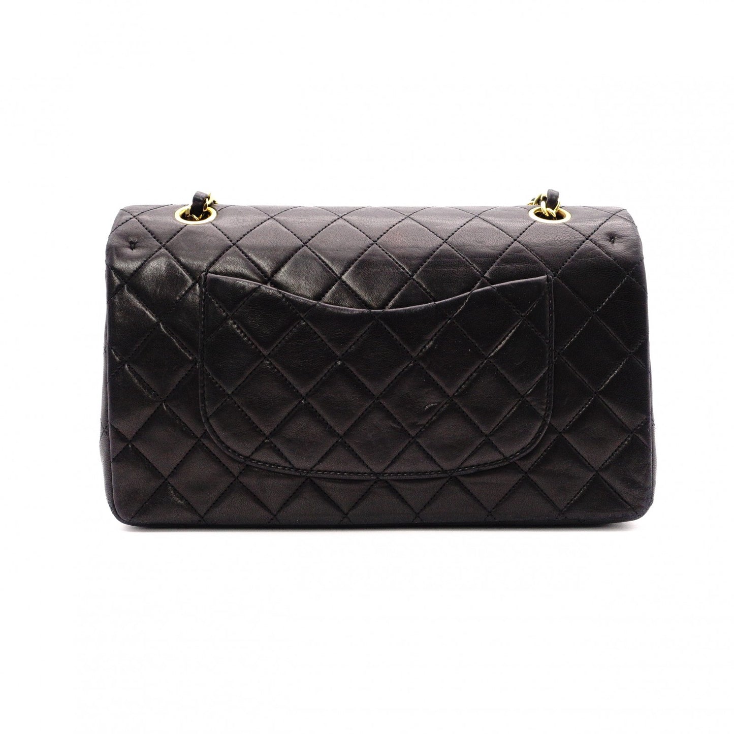 CHANEL Classic W-Flap Matelassé Shoulder Bag, Leather, Black, Gold Hardware