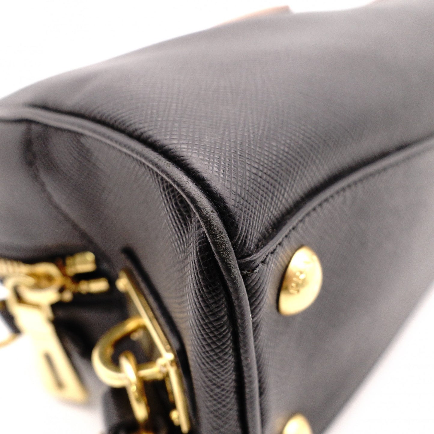 PRADA Saffiano Leather Shoulder Bag, Black and Pink, 2-Way