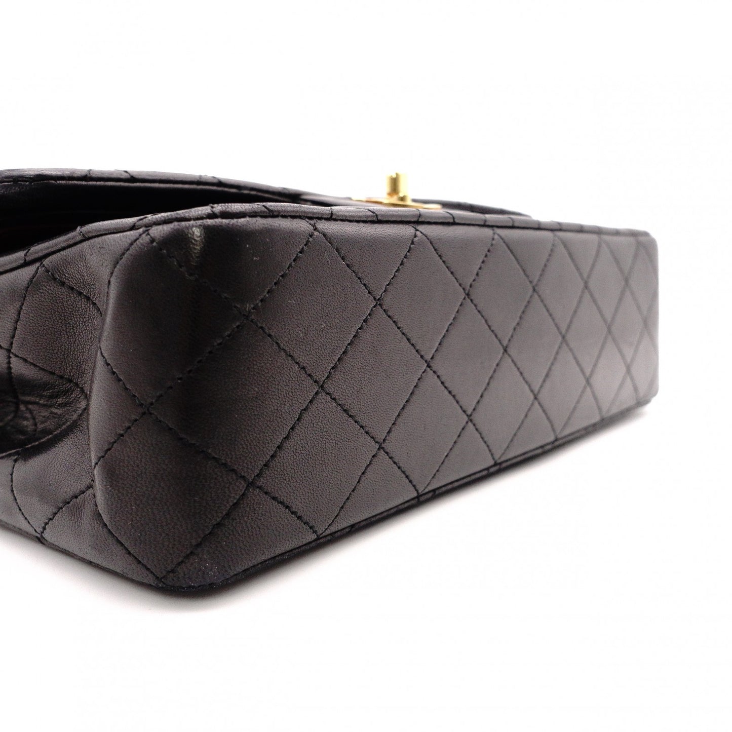 CHANEL Classic W-Flap Matelassé Shoulder Bag, Leather, Black, Gold Hardware