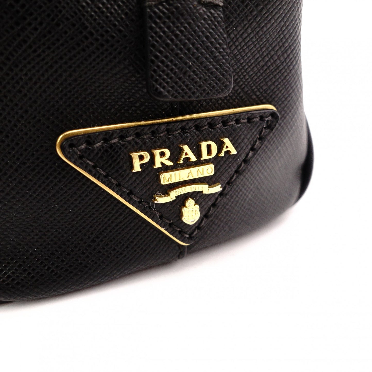 PRADA Saffiano Leather Shoulder Bag, Black and Pink, 2-Way
