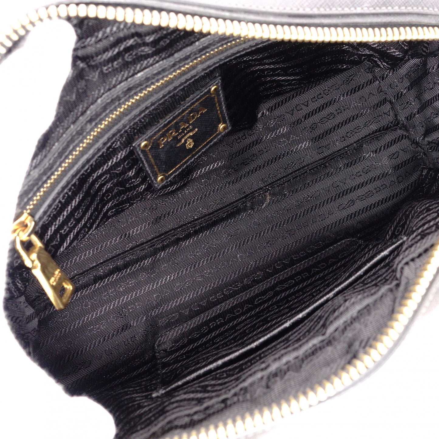 PRADA Saffiano Leather Shoulder Bag, Black and Pink, 2-Way