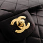 CHANEL Classic W-Flap Matelassé Shoulder Bag, Leather, Black, Gold Hardware