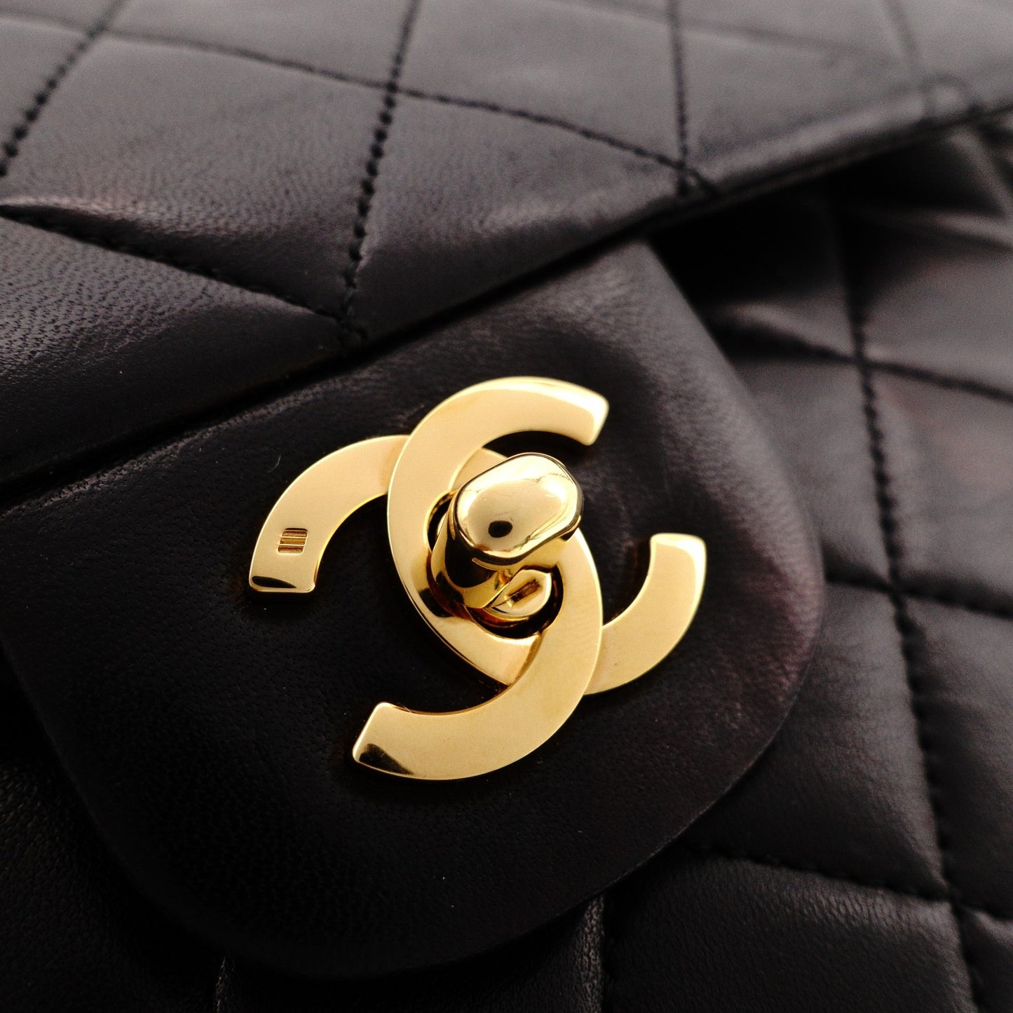 CHANEL Classic W-Flap Matelassé Shoulder Bag, Leather, Black, Gold Hardware