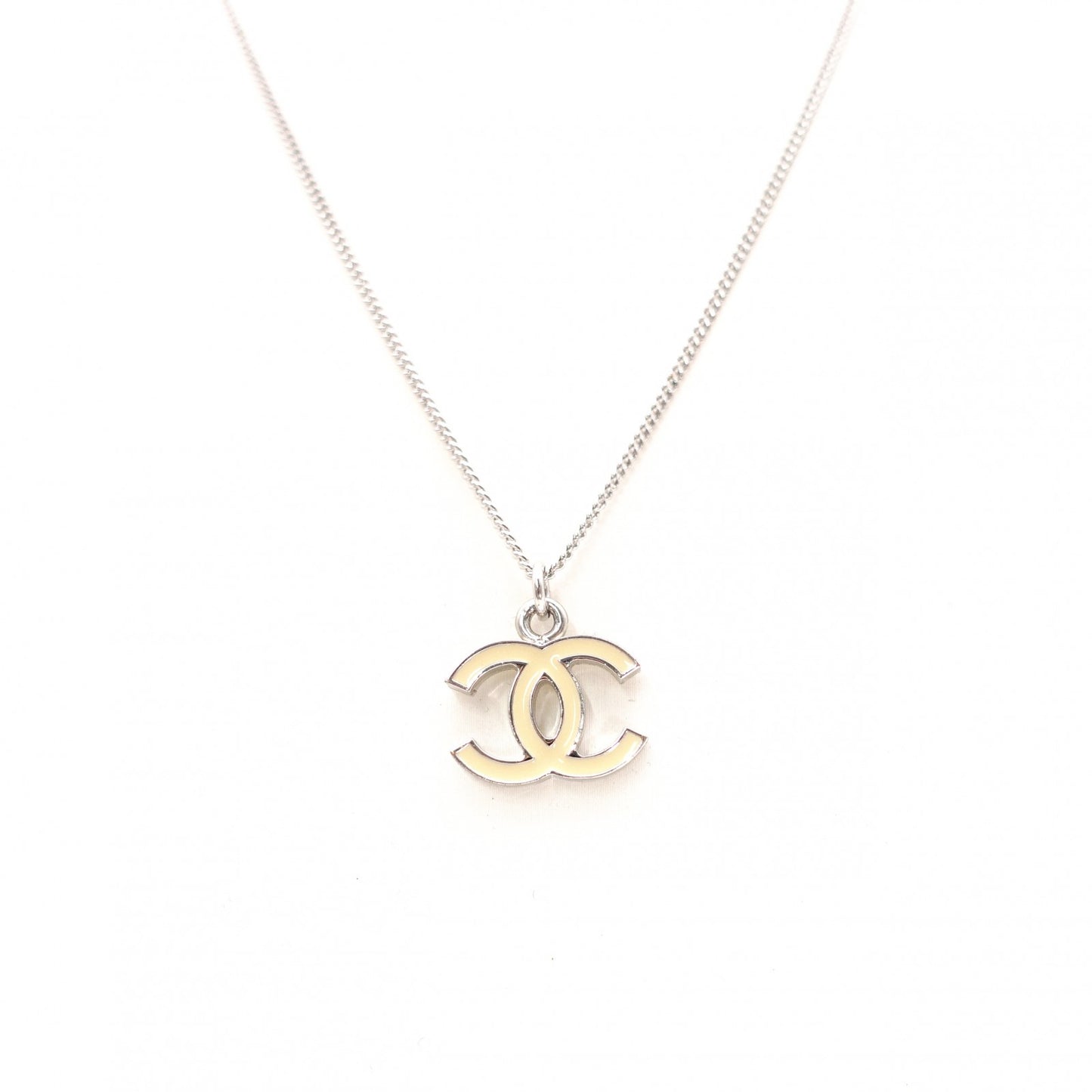 CHANEL CC Necklace, Silver and Beige