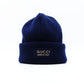 GUCCI Navy Knit Beanie M Size 22.8" Wool Logo Hat with Box 7-2-205