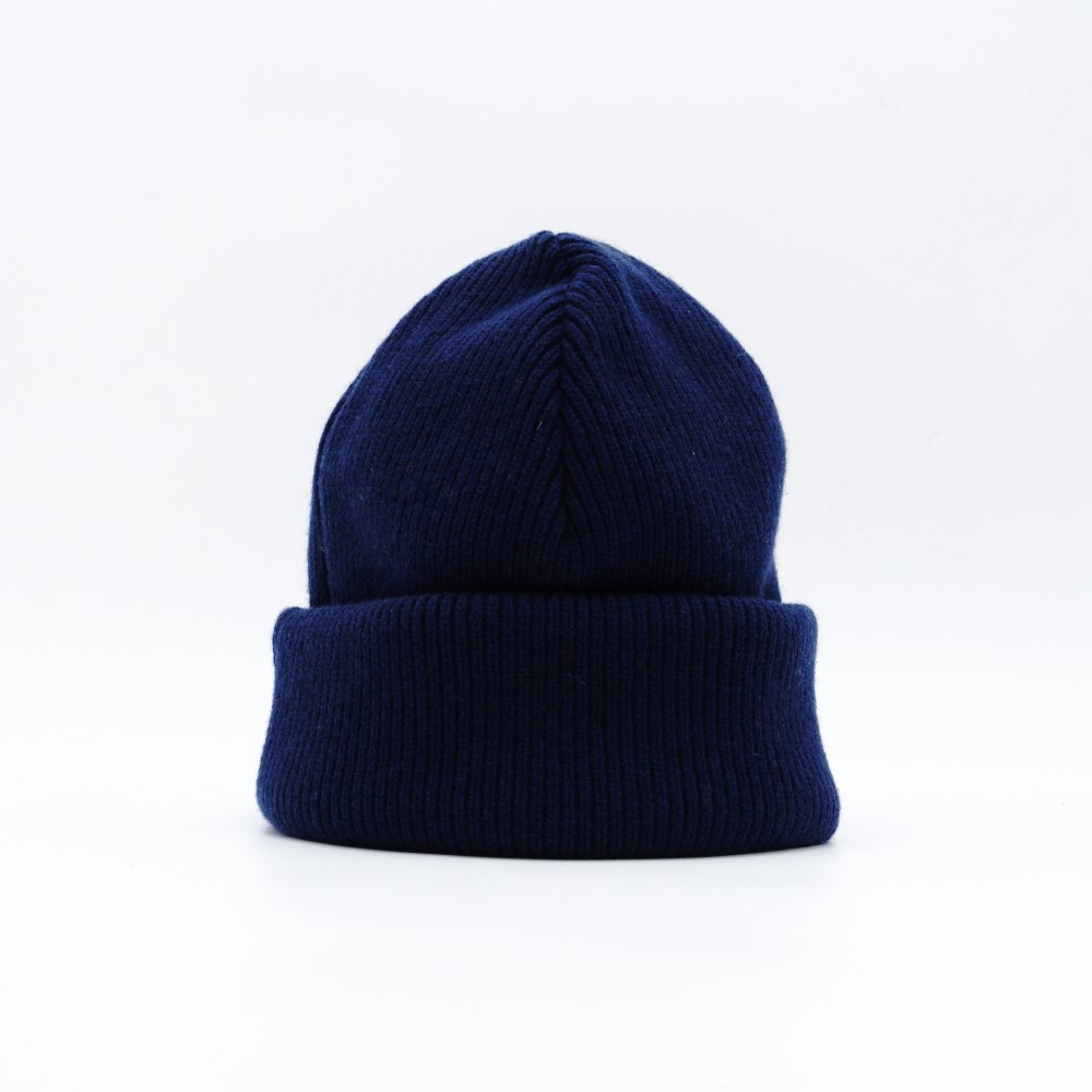 GUCCI Navy Knit Beanie M Size 22.8" Wool Logo Hat with Box 7-2-205