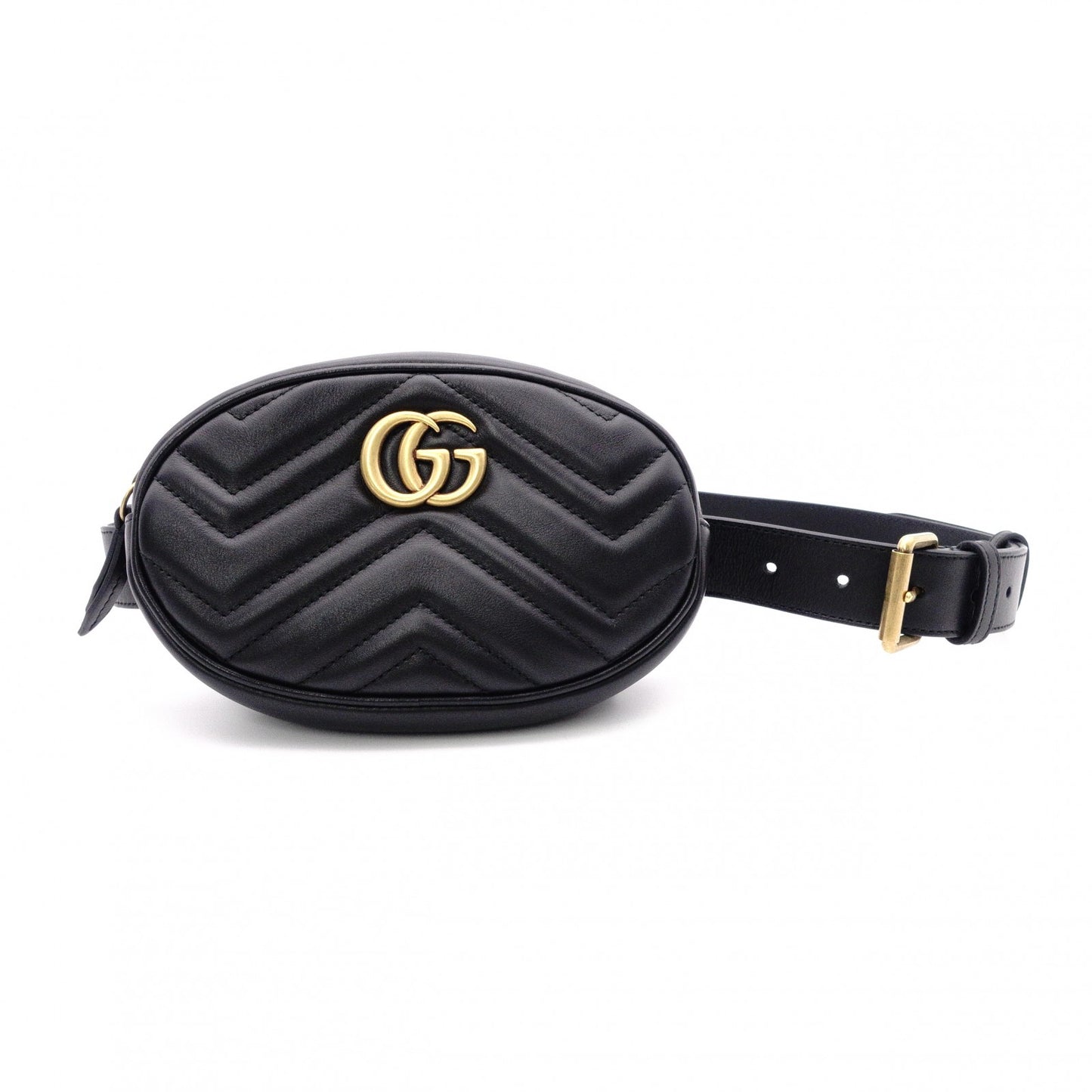 GUCCI GG Marmont Quilted Belt Bag, Leather, Black, Size 95