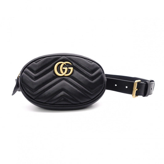 GUCCI GG Marmont Quilted Belt Bag, Leather, Black, Size 95