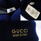 GUCCI Navy Knit Beanie M Size 22.8" Wool Logo Hat with Box 7-2-205