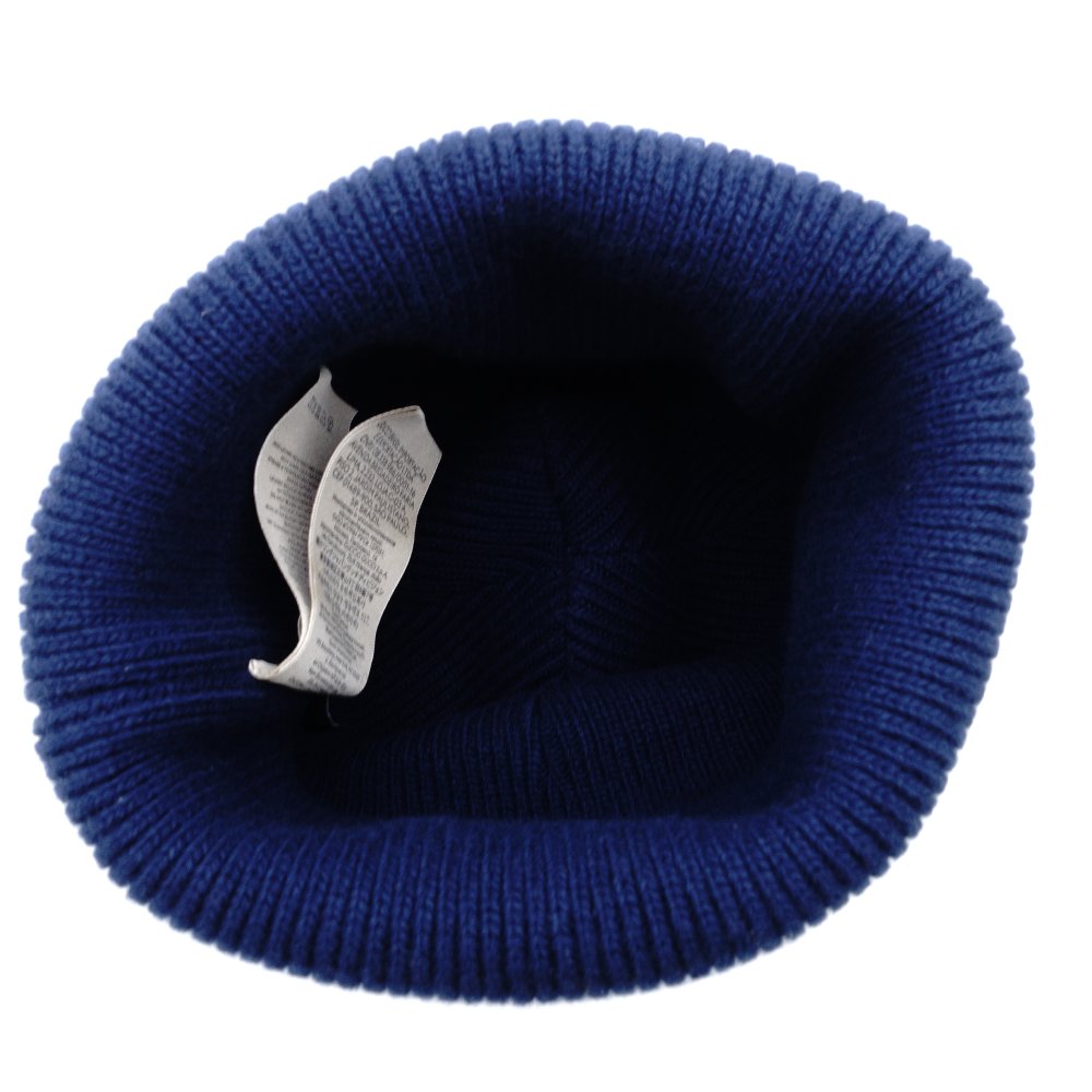 GUCCI Navy Knit Beanie M Size 22.8" Wool Logo Hat with Box 7-2-205