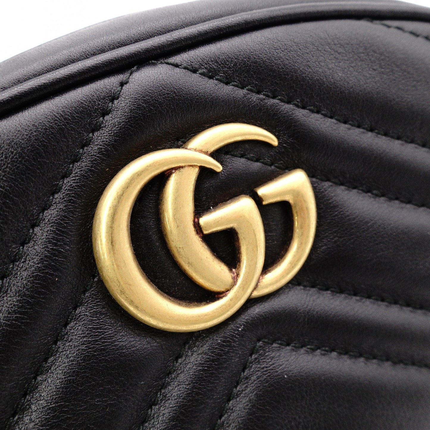 GUCCI GG Marmont Quilted Belt Bag, Leather, Black, Size 95