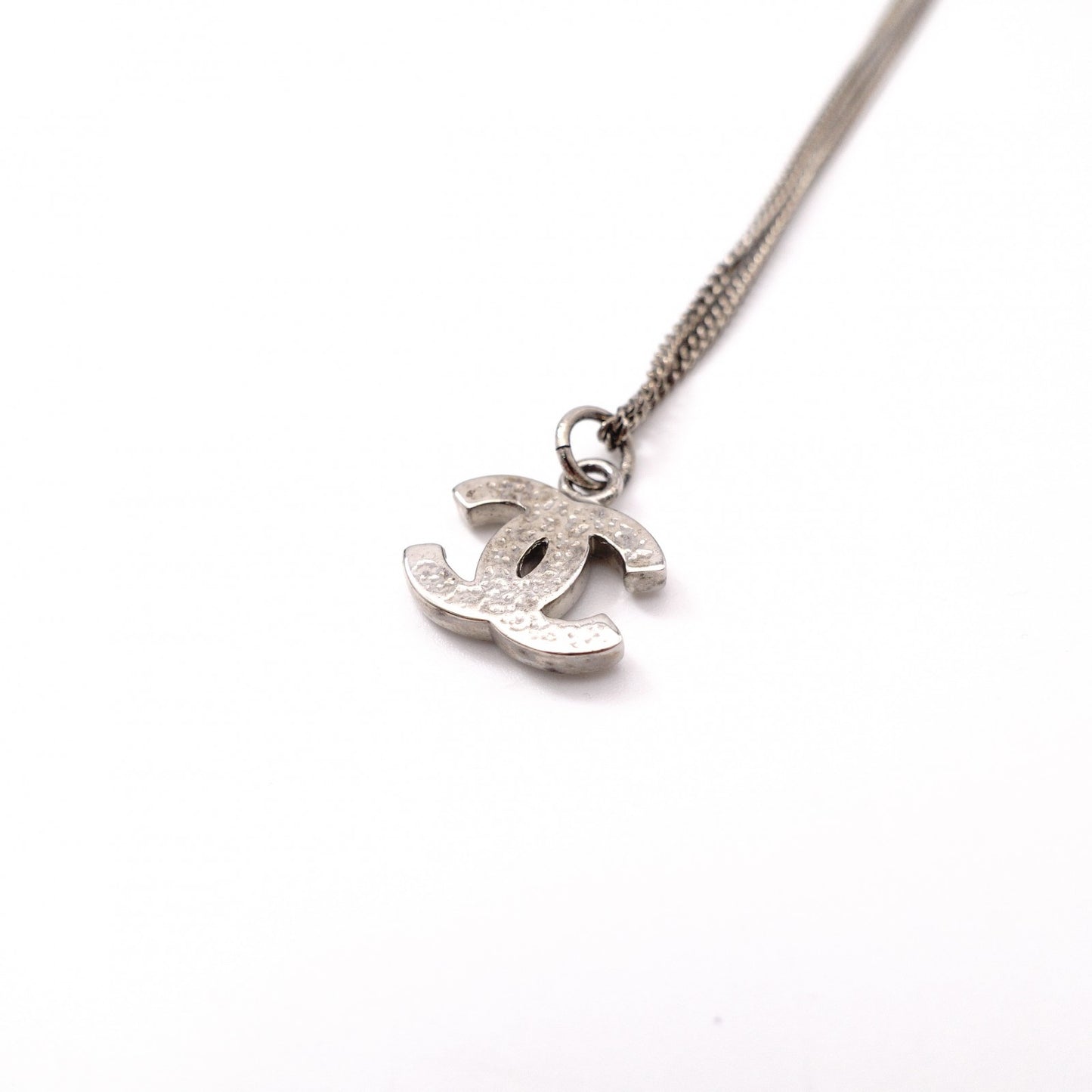 CHANEL Necklace, Metal, Rhinestone, Silver, CC Necklace