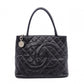 CHANEL Medallion Tote, Caviar Leather, Matelassé Tote Bag, Silver Hardware, Black
