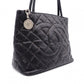 CHANEL Medallion Tote, Caviar Leather, Matelassé Tote Bag, Silver Hardware, Black