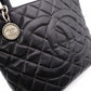 CHANEL Medallion Tote, Caviar Leather, Matelassé Tote Bag, Silver Hardware, Black