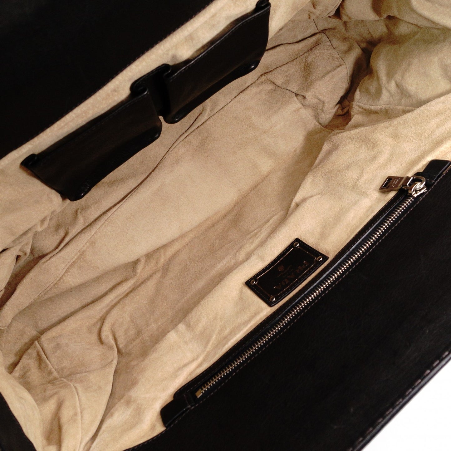 PRADA Handbag, Leather and Nylon, Gathered, Green-Toned Camouflage