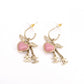 CHANEL Earrings, Metal, Rhinestone, Gold, Heart, Pink