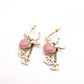 CHANEL Earrings, Metal, Rhinestone, Gold, Heart, Pink