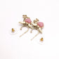 CHANEL Earrings, Metal, Rhinestone, Gold, Heart, Pink