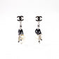 CHANEL Earrings, Metal, Faux Pearls, Beige, Black, Coco Chanel