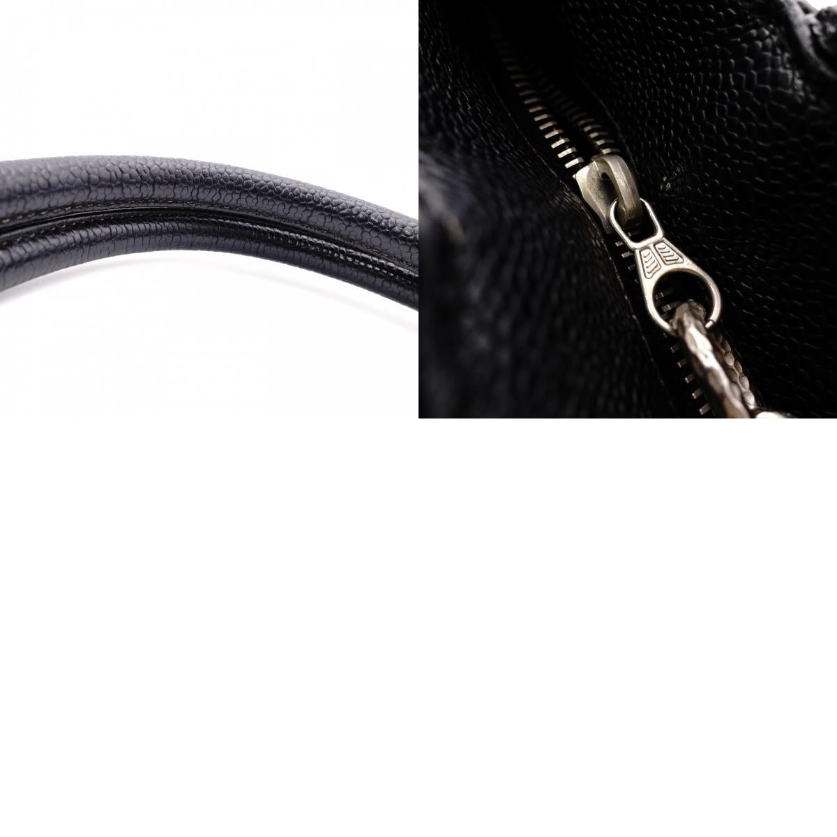 CHANEL Medallion Tote, Caviar Leather, Matelassé Tote Bag, Silver Hardware, Black