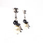 CHANEL Earrings, Metal, Faux Pearls, Beige, Black, Coco Chanel