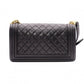 CHANEL Caviar Skin Boy Chanel 25 Chain Shoulder Bag, Leather, Black, Gold Hardware