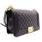 CHANEL Caviar Skin Boy Chanel 25 Chain Shoulder Bag, Leather, Black, Gold Hardware