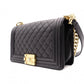 CHANEL Caviar Skin Boy Chanel 25 Chain Shoulder Bag, Leather, Black, Gold Hardware
