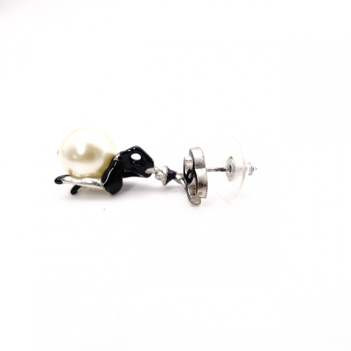 CHANEL Earrings, Metal, Faux Pearls, Beige, Black, Coco Chanel