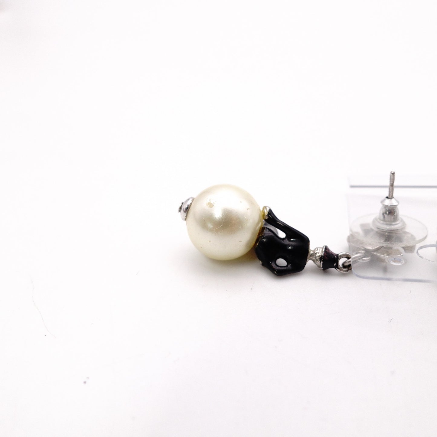 CHANEL Earrings, Metal, Faux Pearls, Beige, Black, Coco Chanel