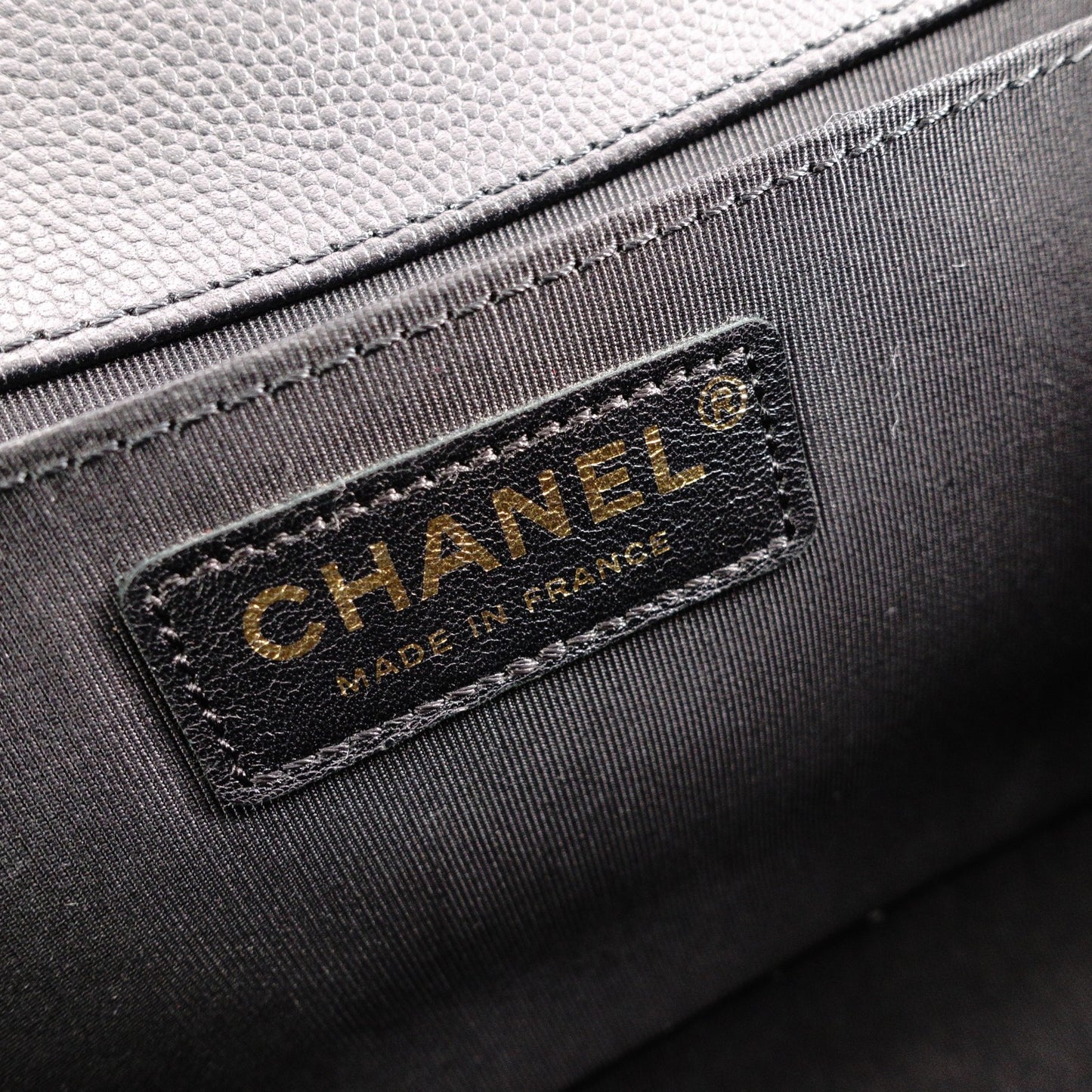 CHANEL Caviar Skin Boy Chanel 25 Chain Shoulder Bag, Leather, Black, Gold Hardware