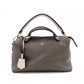 FENDI Zucca By the Way Handbag, Leather, Brown x Black, with Charm