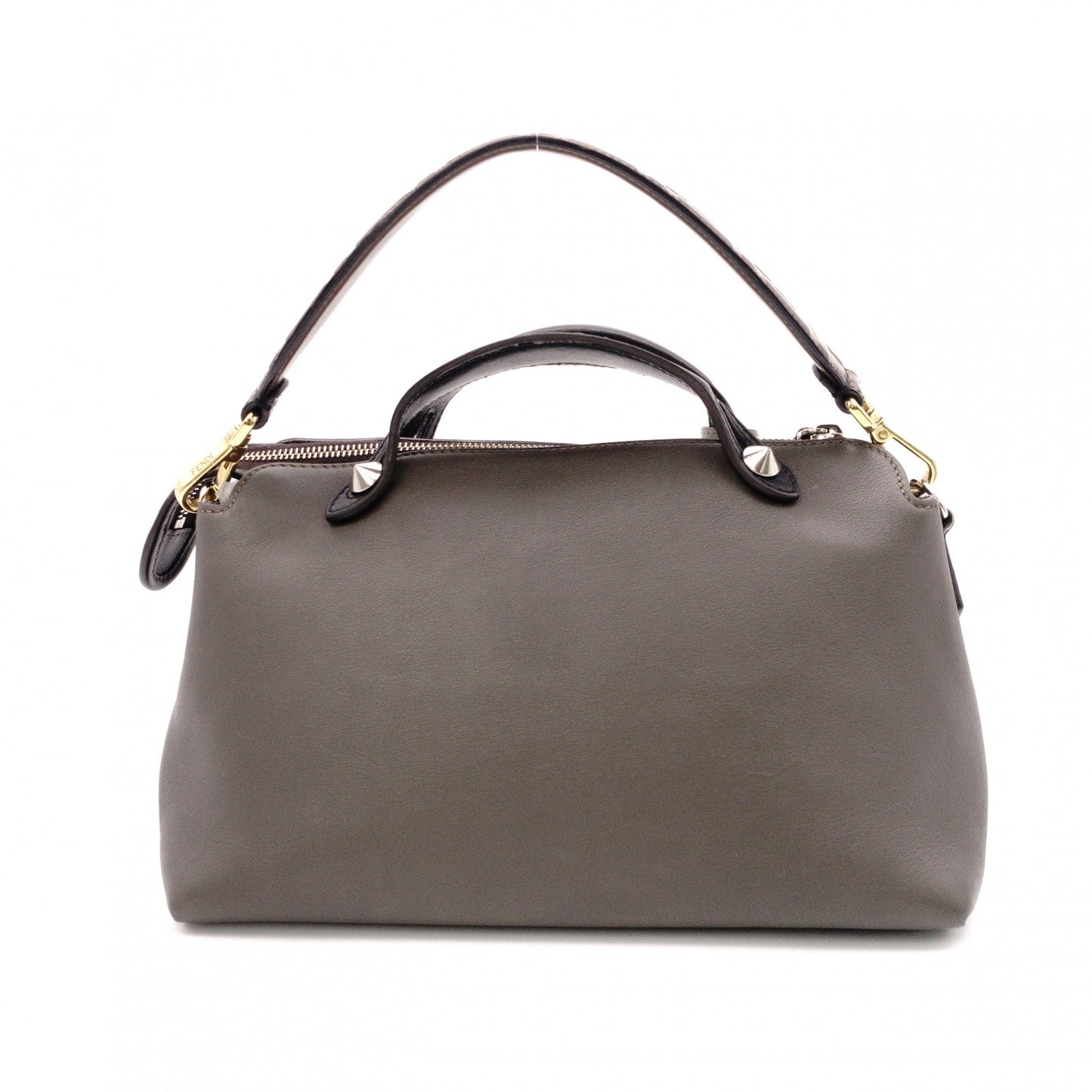 FENDI Zucca By the Way Handbag, Leather, Brown x Black, with Charm