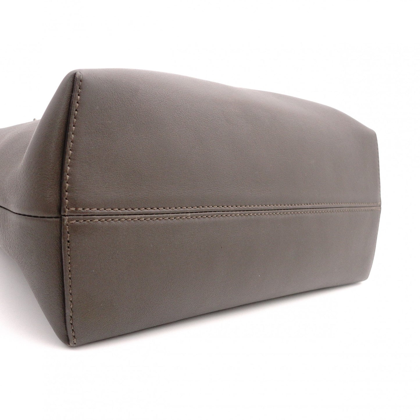 FENDI Zucca By the Way Handbag, Leather, Brown x Black, with Charm