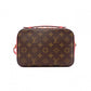 LOUIS VUITTON Santonju Shoulder Bag, Monogram Canvas, PVC, Leather, Brown and Red, Tassel