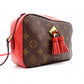 LOUIS VUITTON Santonju Shoulder Bag, Monogram Canvas, PVC, Leather, Brown and Red, Tassel