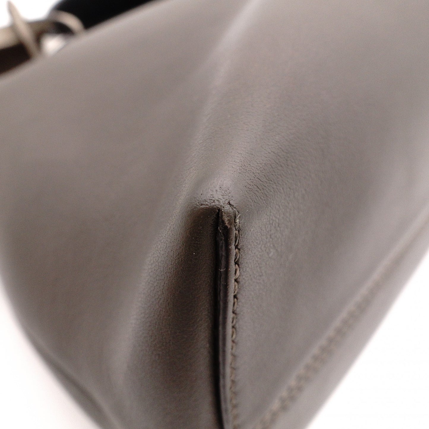 FENDI Zucca By the Way Handbag, Leather, Brown x Black, with Charm
