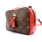 LOUIS VUITTON Santonju Shoulder Bag, Monogram Canvas, PVC, Leather, Brown and Red, Tassel