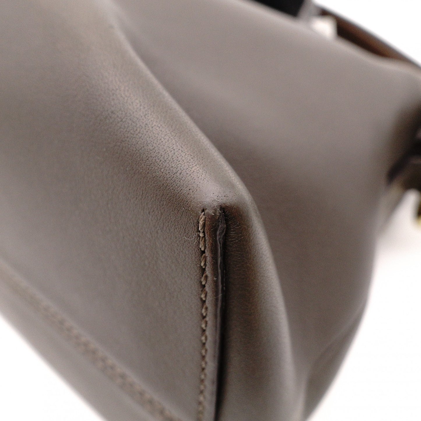FENDI Zucca By the Way Handbag, Leather, Brown x Black, with Charm