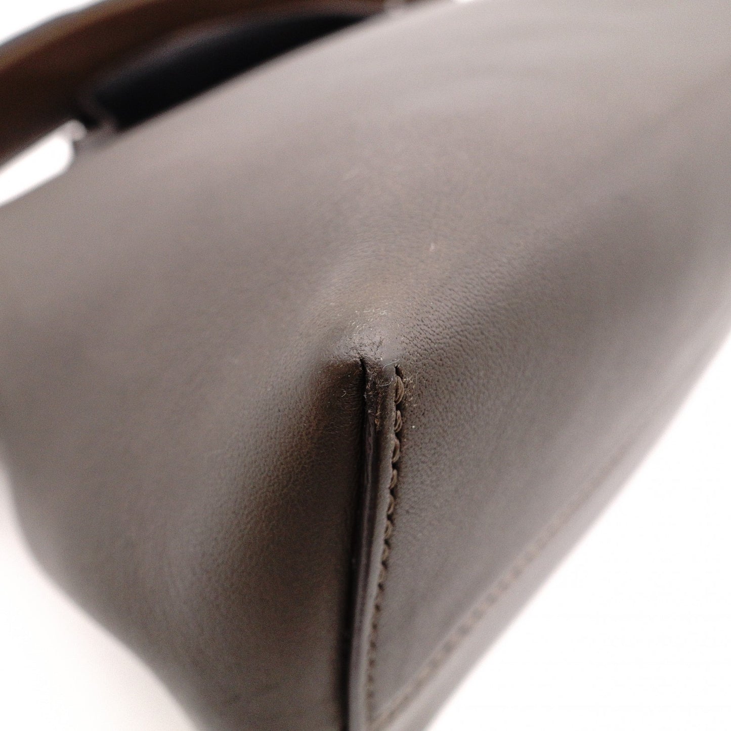 FENDI Zucca By the Way Handbag, Leather, Brown x Black, with Charm