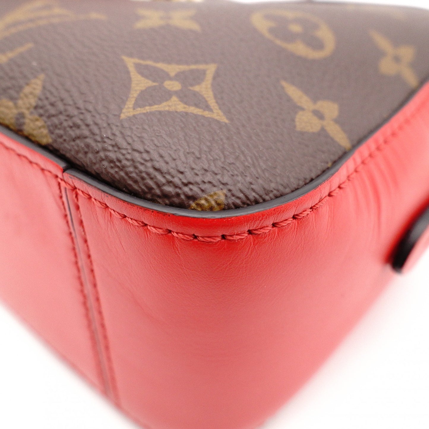 LOUIS VUITTON Santonju Shoulder Bag, Monogram Canvas, PVC, Leather, Brown and Red, Tassel