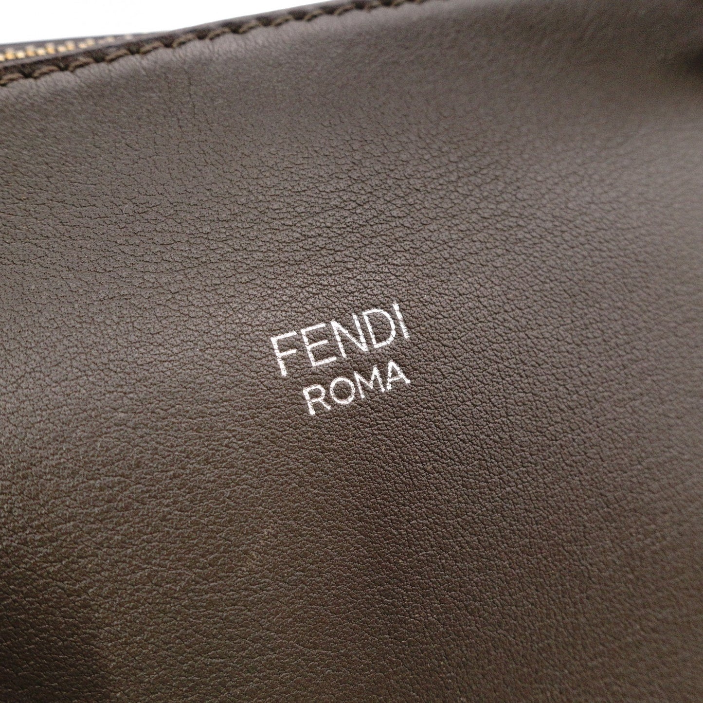 FENDI Zucca By the Way Handbag, Leather, Brown x Black, with Charm