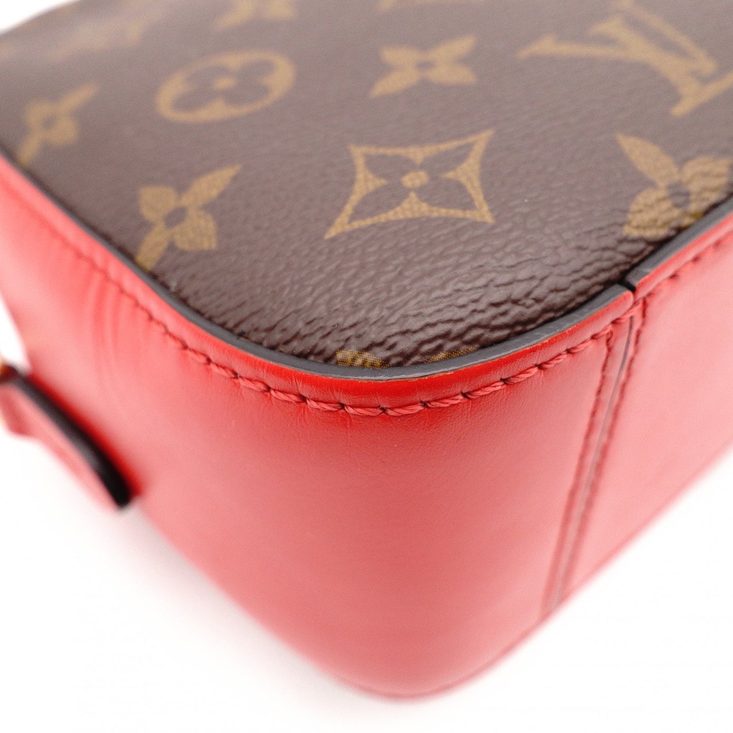 LOUIS VUITTON Santonju Shoulder Bag, Monogram Canvas, PVC, Leather, Brown and Red, Tassel